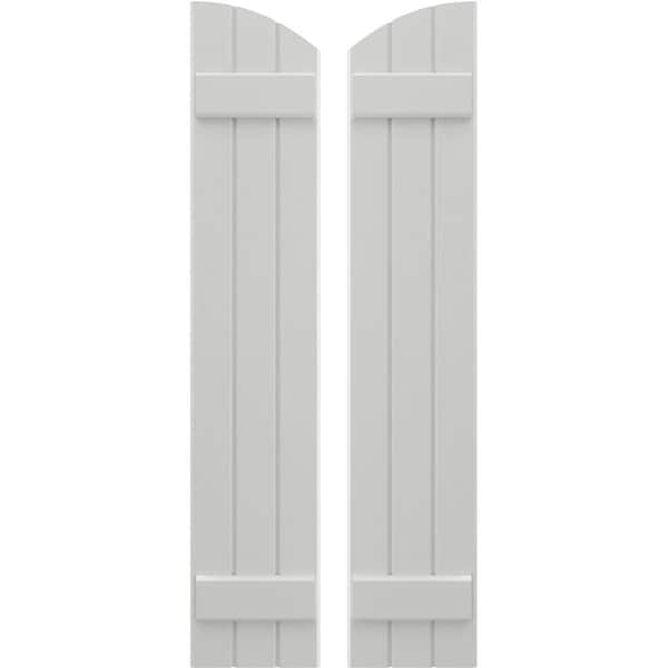 Ekena Millwork Americraft 3-Board (2 Batten) Wood Joined Board-n-Batten Shutters w/Ellipt Top, ARW101BE311X77STH, PR ARW101BE311X77STH - main